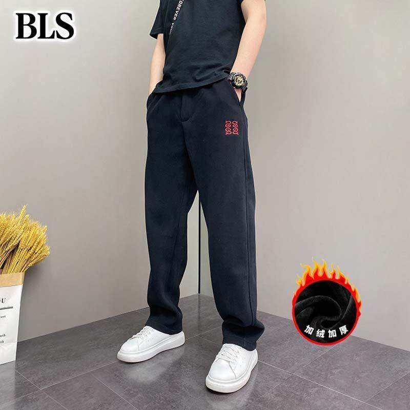 高端直筒运动卫裤男款冬季2025新款加绒加厚休闲阔腿裤男士长裤子