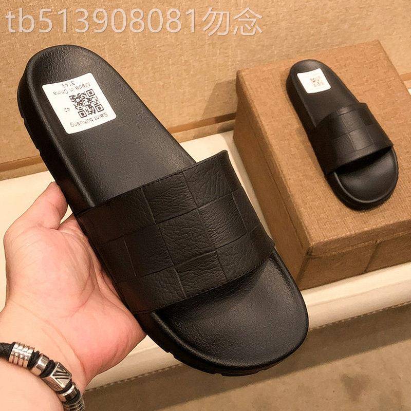 香港专柜头层牛皮拖鞋男夏季居家防滑运动踩屎感凉拖鞋男士沙滩鞋