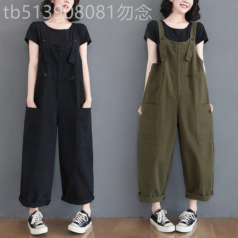 背带裤女夏季2025年新款宽松减龄大码胖妹妹显瘦休闲阔腿裤连体裤