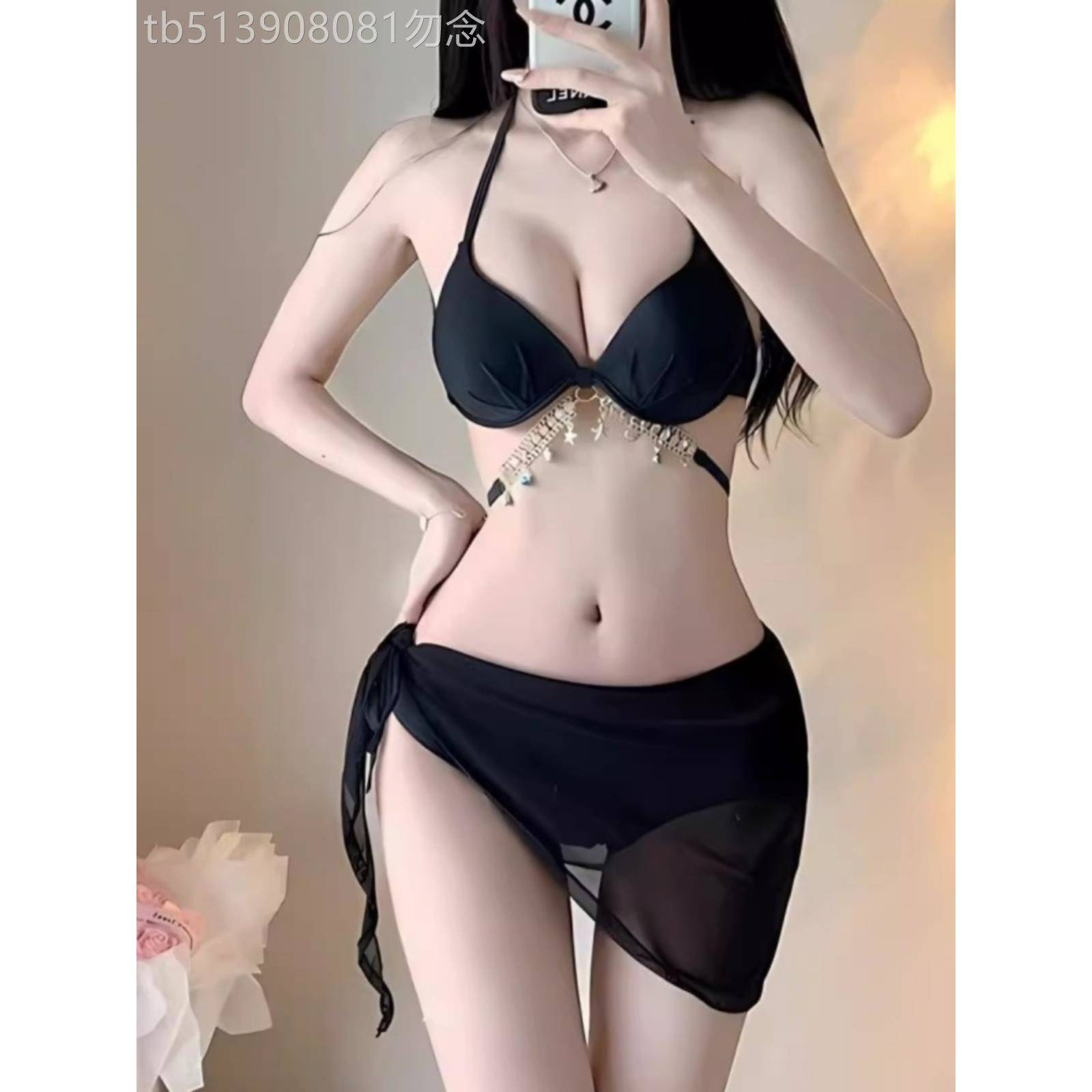 比基尼泳衣女三件套小胸分体性感遮肚显瘦绝美海边度假泡温泉泳装