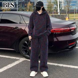 高端连帽休闲运动套装男款秋冬2025新款加绒加厚卫衣长裤两件套装