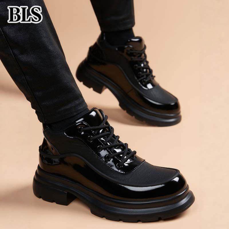 高端真皮黑色厚底马丁靴男款2025冬季新款英伦短靴中低帮休闲靴子