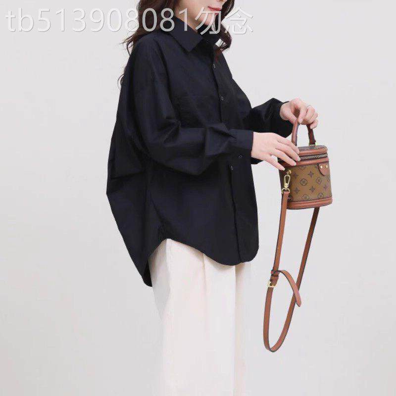 黑色衬衫女长袖春秋2026新款大码高级设计感减龄洋气法式衬衣上衣