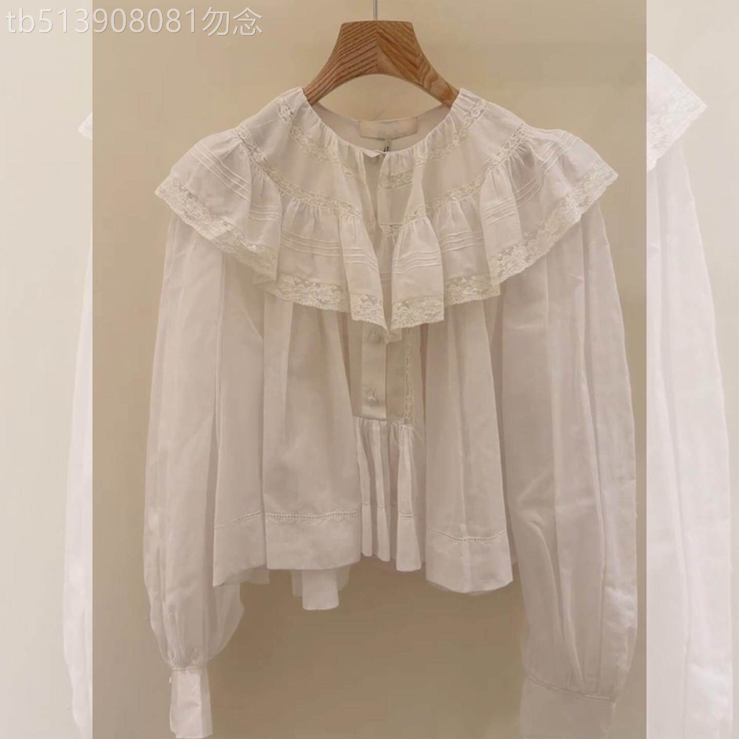 小个子白色荷叶边娃娃领雪纺衬衫女款春季2026新款轻奢高级感上衣