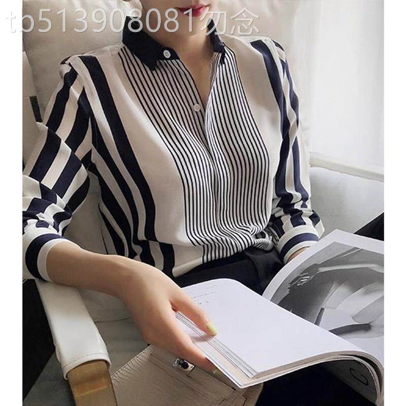 SPYB条纹雪纺衬衫女2026春夏新款轻奢高级感上衣时尚百搭长袖衬衫