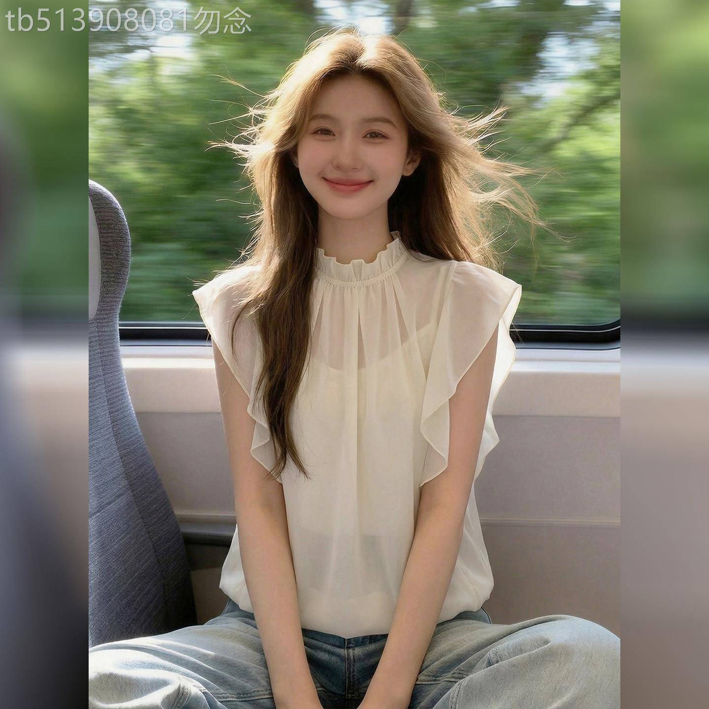 温柔韩系风白色褶皱短袖上衣女2026新款夏季百搭通勤气质衬衫上衣