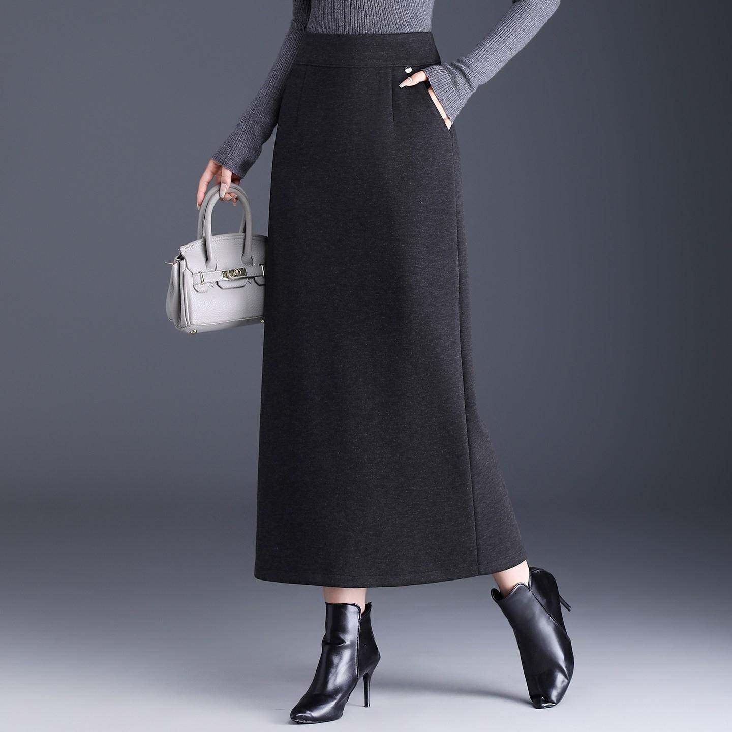 高级感灰色毛呢半身裙女秋冬直筒包臀裙子2025新款超好看加厚冬裙