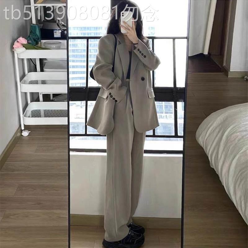 韩国灰色西装套装女春秋2025新款小个子高级感炸街休闲西服两件套