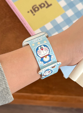 适用苹果手表s11可爱10卡通磁吸硅胶表带iwatch56789se替换腕带女