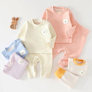 婴儿衣服新生儿宝宝羊绒蚕丝德绒分体套装 秋冬加厚保暖内衣秋衣裤