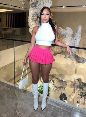 2026新款A字百褶裙网红炸街休闲半身裙热辣性感JK纯色时尚超