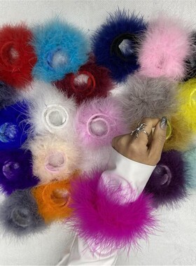 鸵鸟毛啪啪圈羽毛手环头饰发饰手镯手腕带走秀袖套袖口