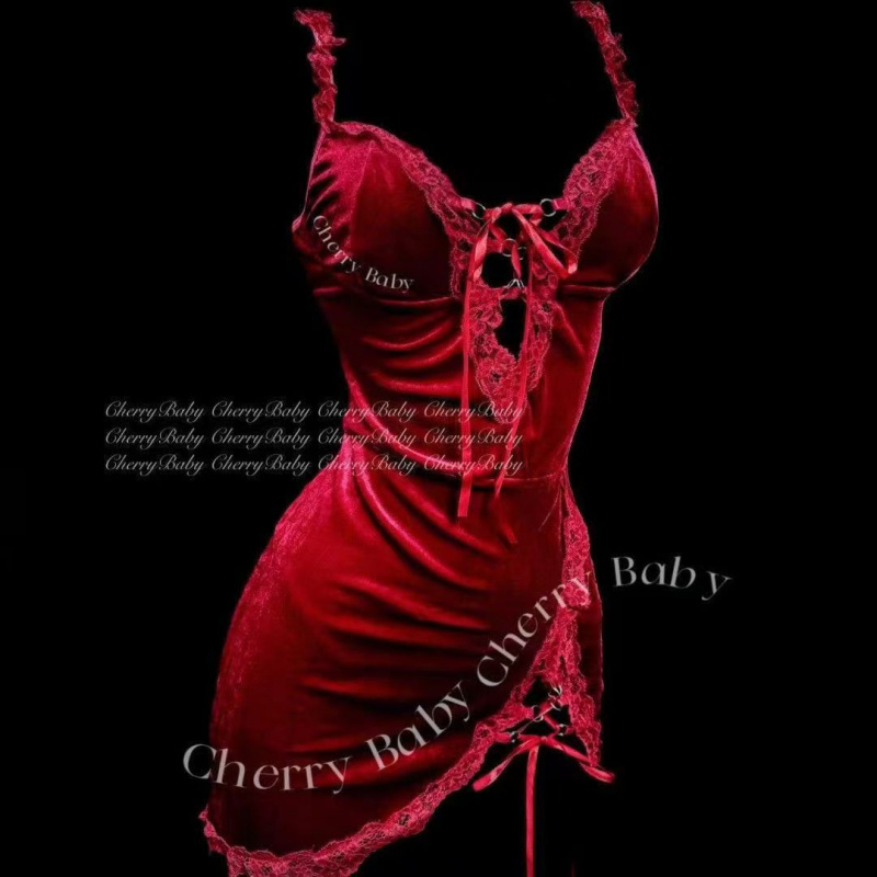 新款酒吧gogo服装性感复古红