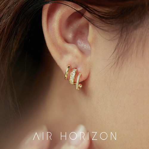 AIR-HORIZON金属个性锆石女耳钉