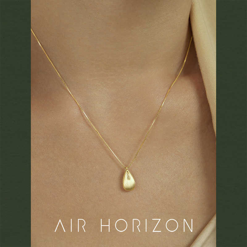 AIR-HORIZON纯银女水滴项链哑光
