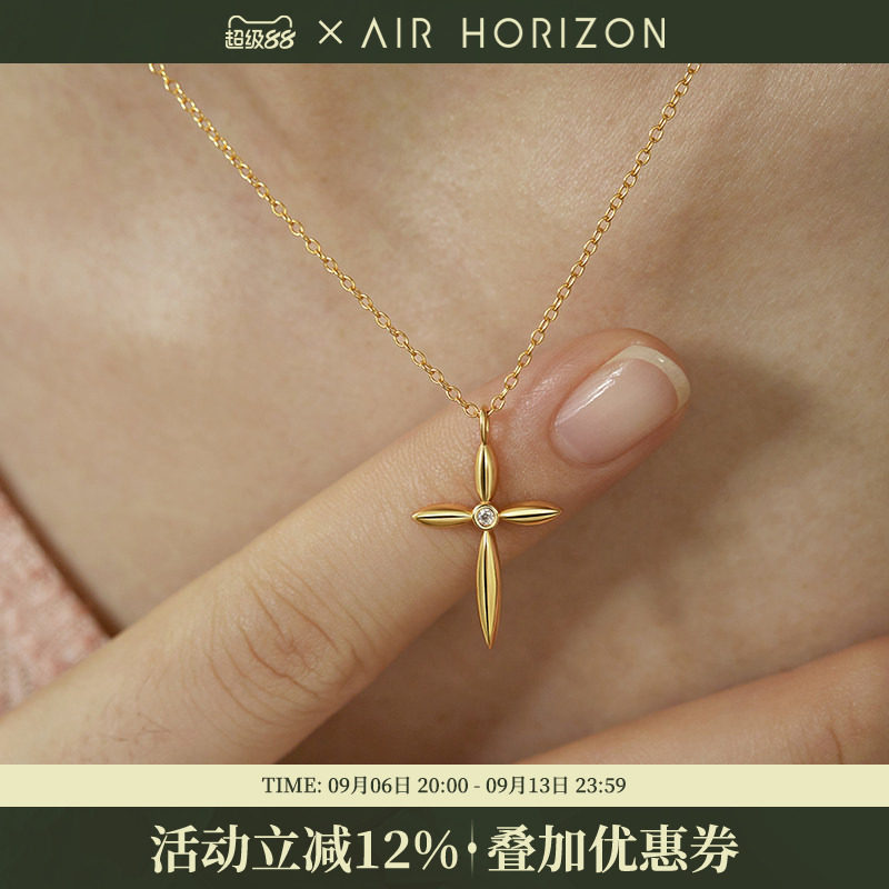 S925纯银十字架锁骨链女新款