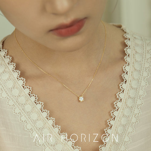 AIR-HORIZON纯银项链皓石吊坠女