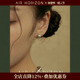 AIR HORIZON高级感银灰施家珍珠耳钉女2025新款 真多麻色气质耳饰