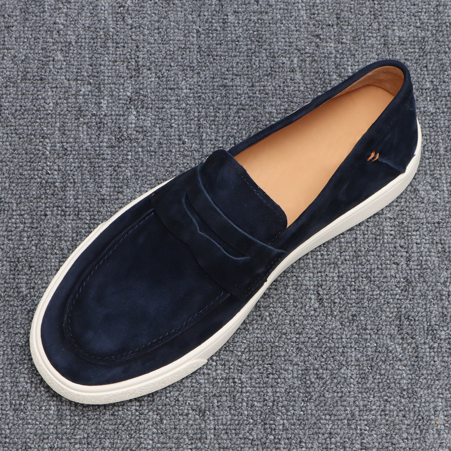 一脚蹬男鞋春季新款素面百搭软底休闲皮鞋老钱风男士翻毛皮乐福鞋