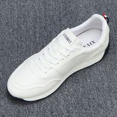 2025秋季 新款 头层牛皮轻便厚底运动休闲鞋 广州男鞋 透气真皮小白鞋