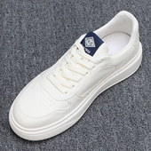 男2025秋季 新款 日常百搭轻奢潮鞋 纯皮小白鞋 轻便透气厚底休闲板鞋