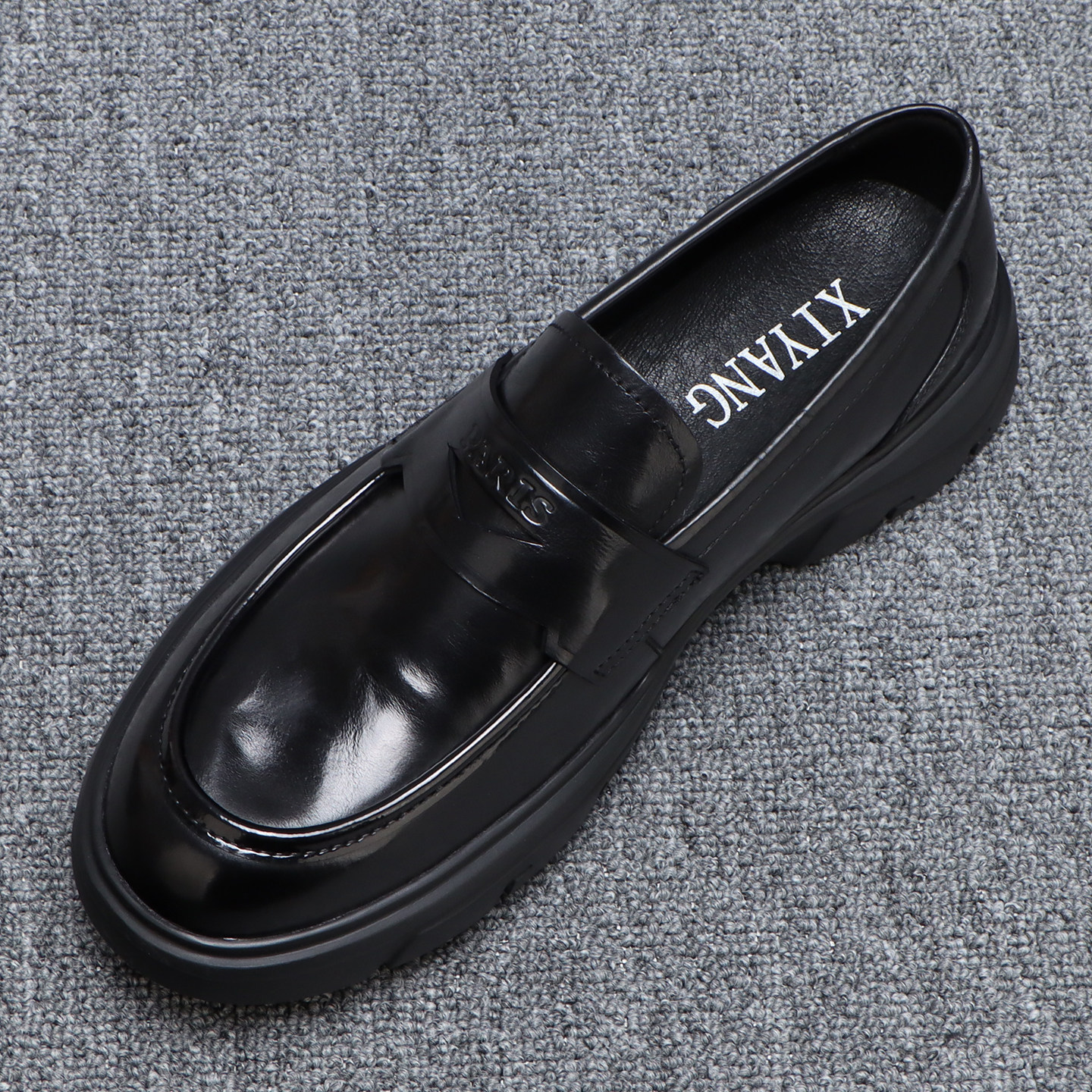 厚底增高一脚蹬乐福鞋男2026新款高档商务男鞋轻奢百搭头层牛皮鞋