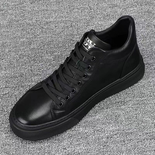 高帮鞋男款2024秋冬新款真皮软底男士休闲板鞋时尚百搭加绒二棉鞋