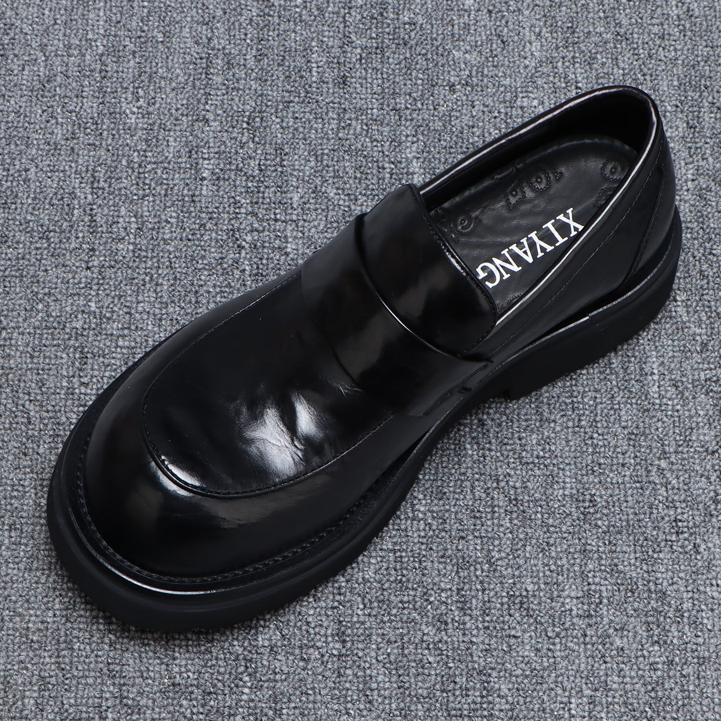 大头皮鞋男款真皮厚底正装商务休闲鞋轻奢百搭厚底乐福鞋