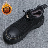 加绒保暖真皮工装 2025新款 鞋 子男士 冬季 防滑厚底户外高帮棉鞋 男鞋