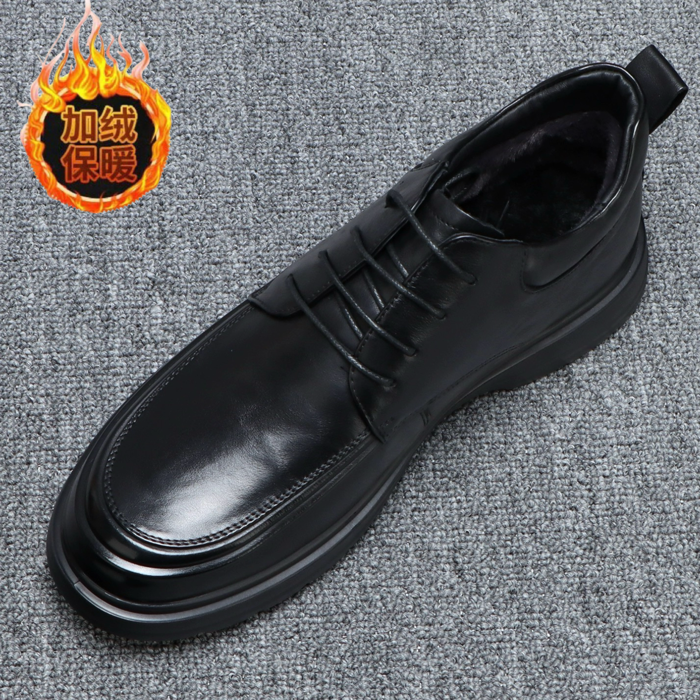 头层牛皮马丁靴男款冬季加绒保暖高帮皮鞋男舒适软底系带商务短靴