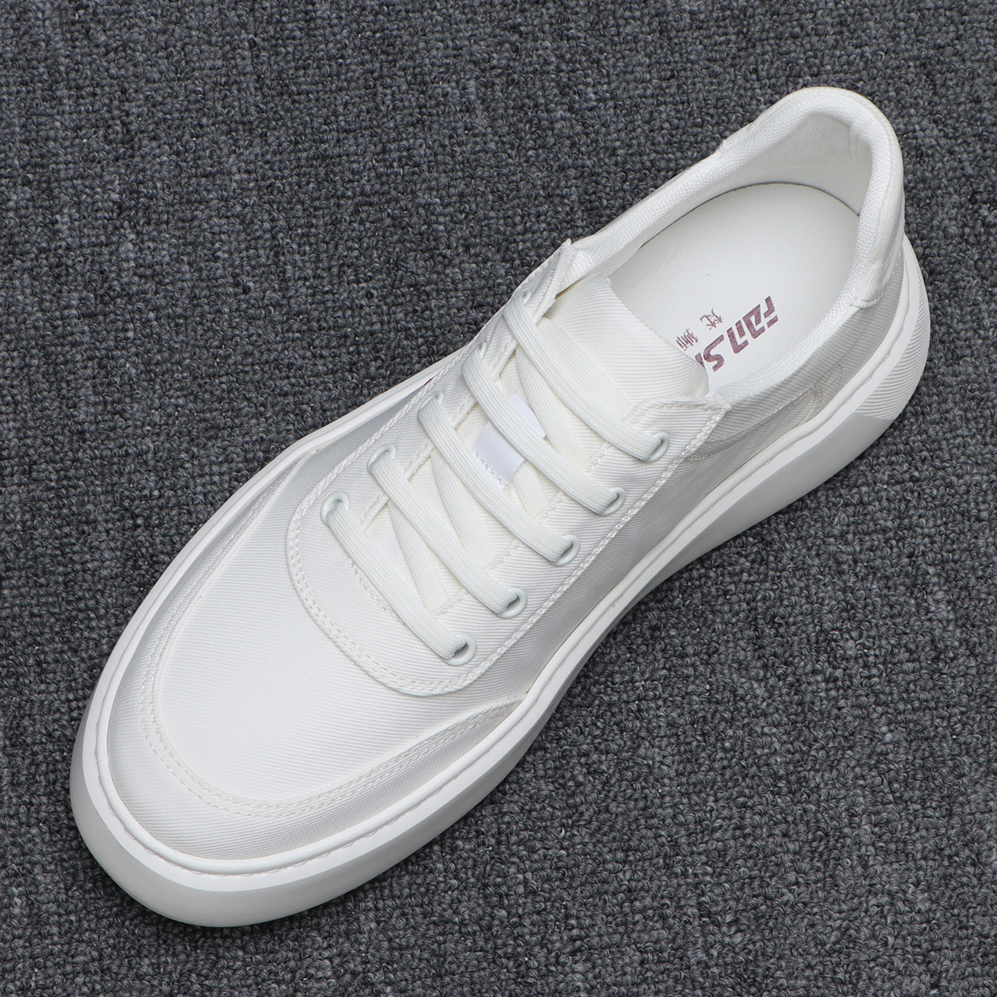 夏季透气冰丝布面小白鞋男士薄款帆布鞋潮流一脚蹬厚底休闲板鞋男