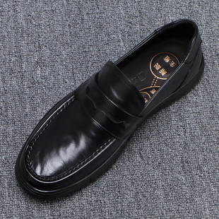 头层牛皮乐福鞋男款真皮一脚蹬豆豆鞋舒适软底通勤商务休闲皮鞋男