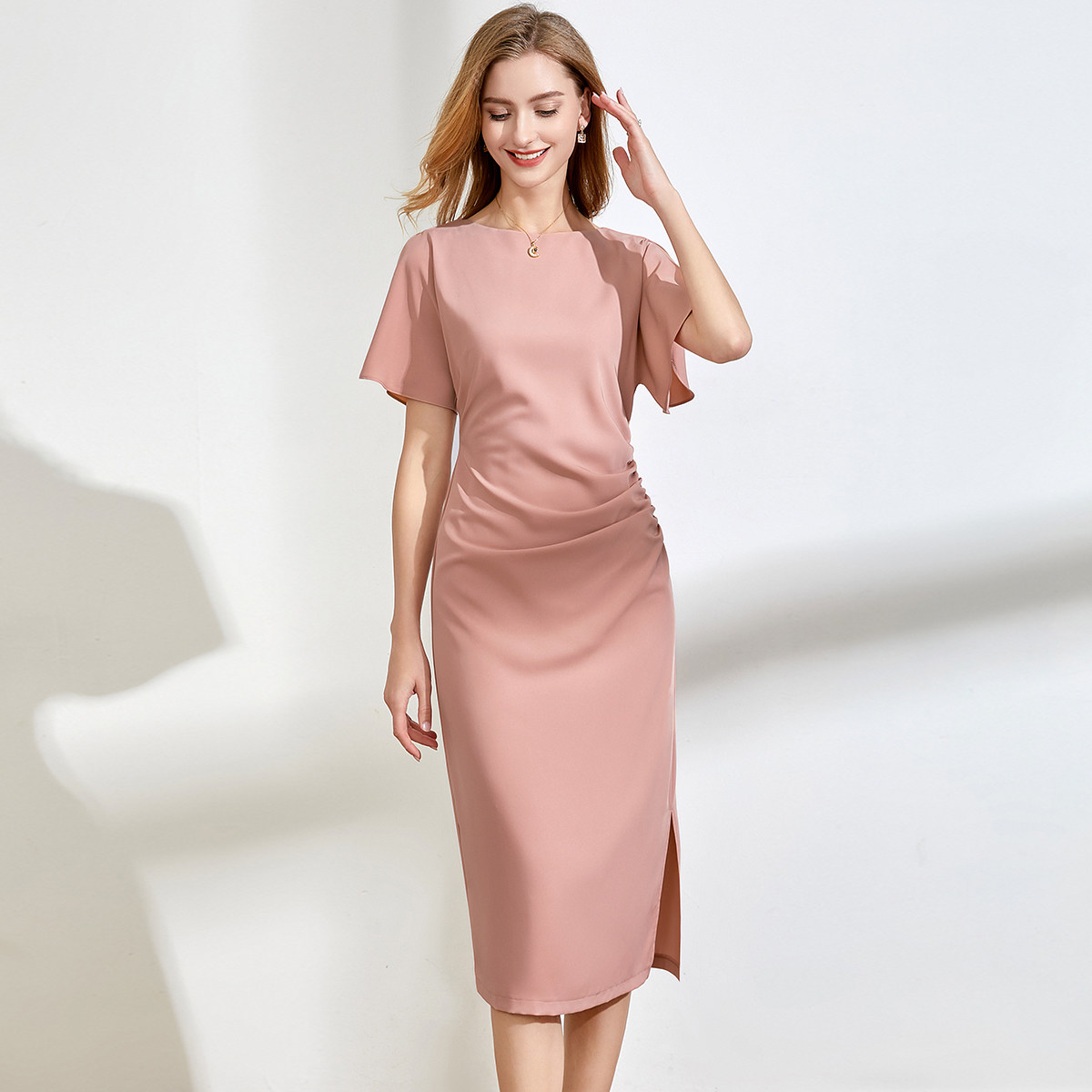 高端精致知性短袖连衣裙