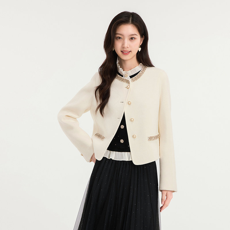 珂莱商场同款26春新修身气质圆领羊毛呢子大衣女短外套 KK00839V1,女装/女士精品,毛呢外套,淘宝优惠券,粉丝福利购,淘宝优惠卷