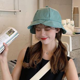 花朵渔夫帽女韩版 甜美可爱盆帽显脸小萌防晒遮阳学生百搭纯色帽子