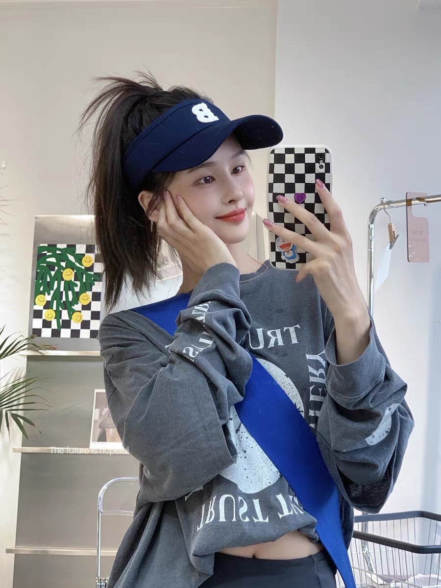 韩版刺绣B字母鸭舌空顶帽运动