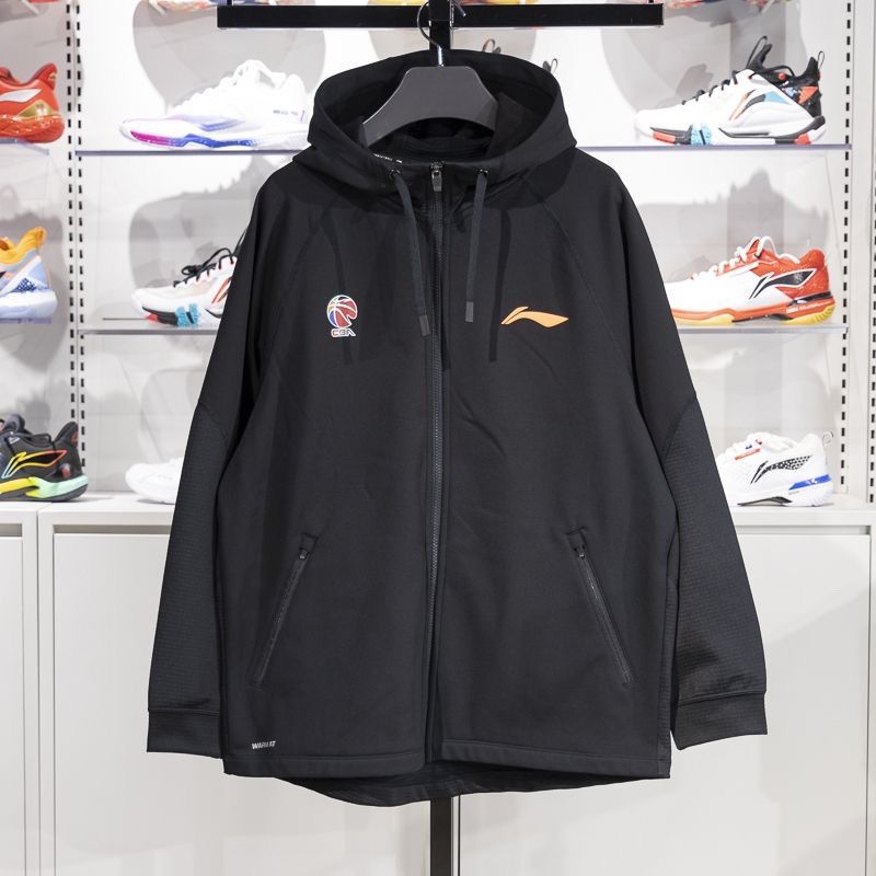 李宁男子卫衣2025冬季篮球系列加绒保暖宽松开衫连帽上衣AWDU525