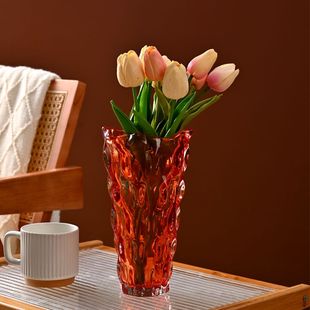 新年新款插花水培百合玻璃花瓶彩色轻奢大口径宽口欧式客厅家用