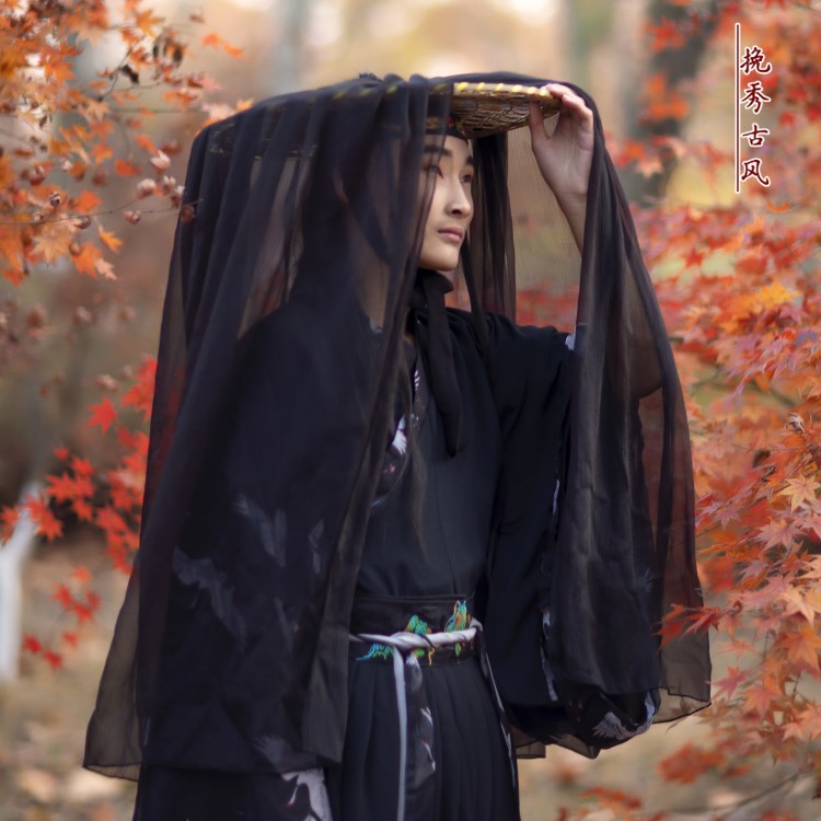 汉服帽子女斗笠古风流苏纱帽古装侠客帽竹编女侠汉服