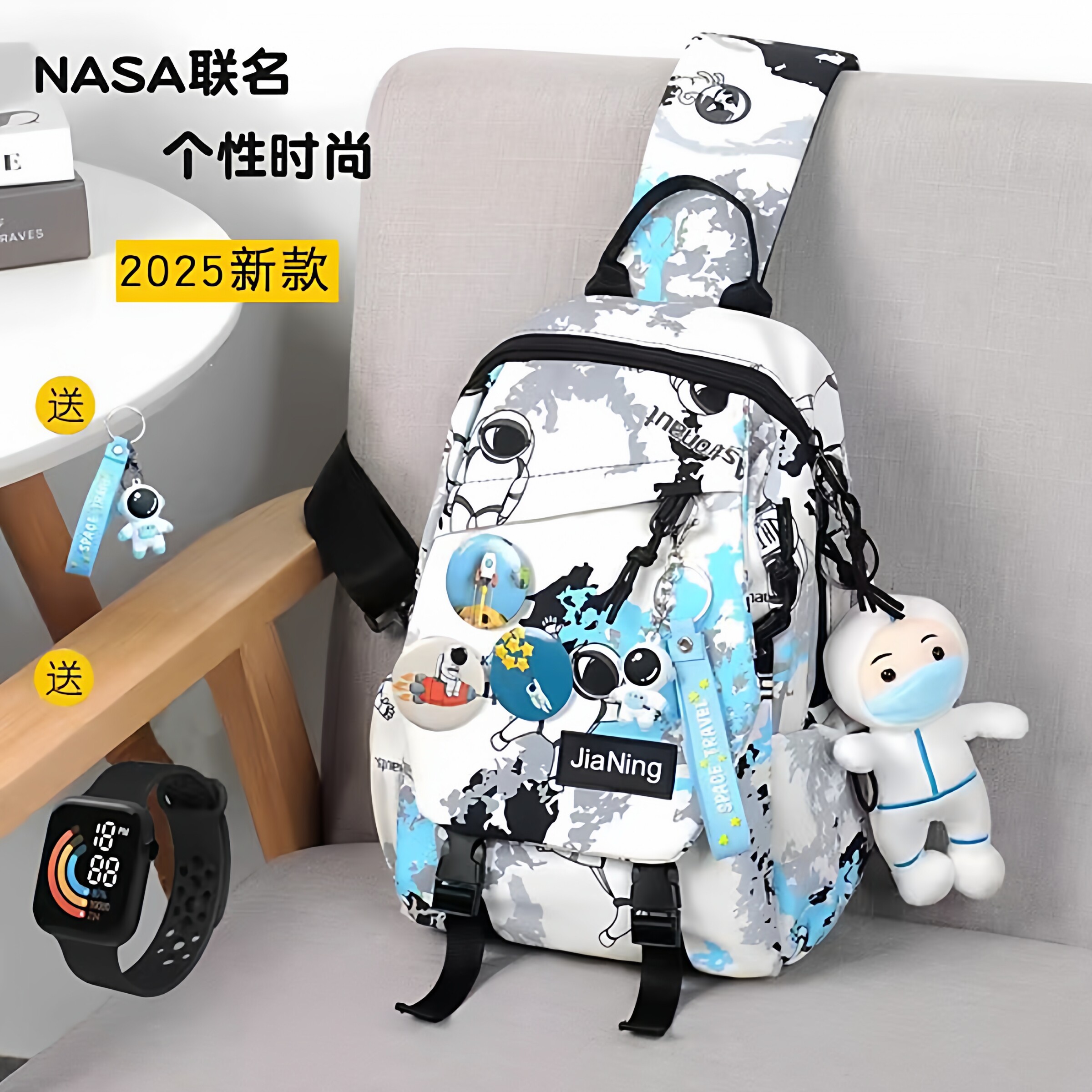 捷妹胸包男士单肩斜挎包时尚潮流