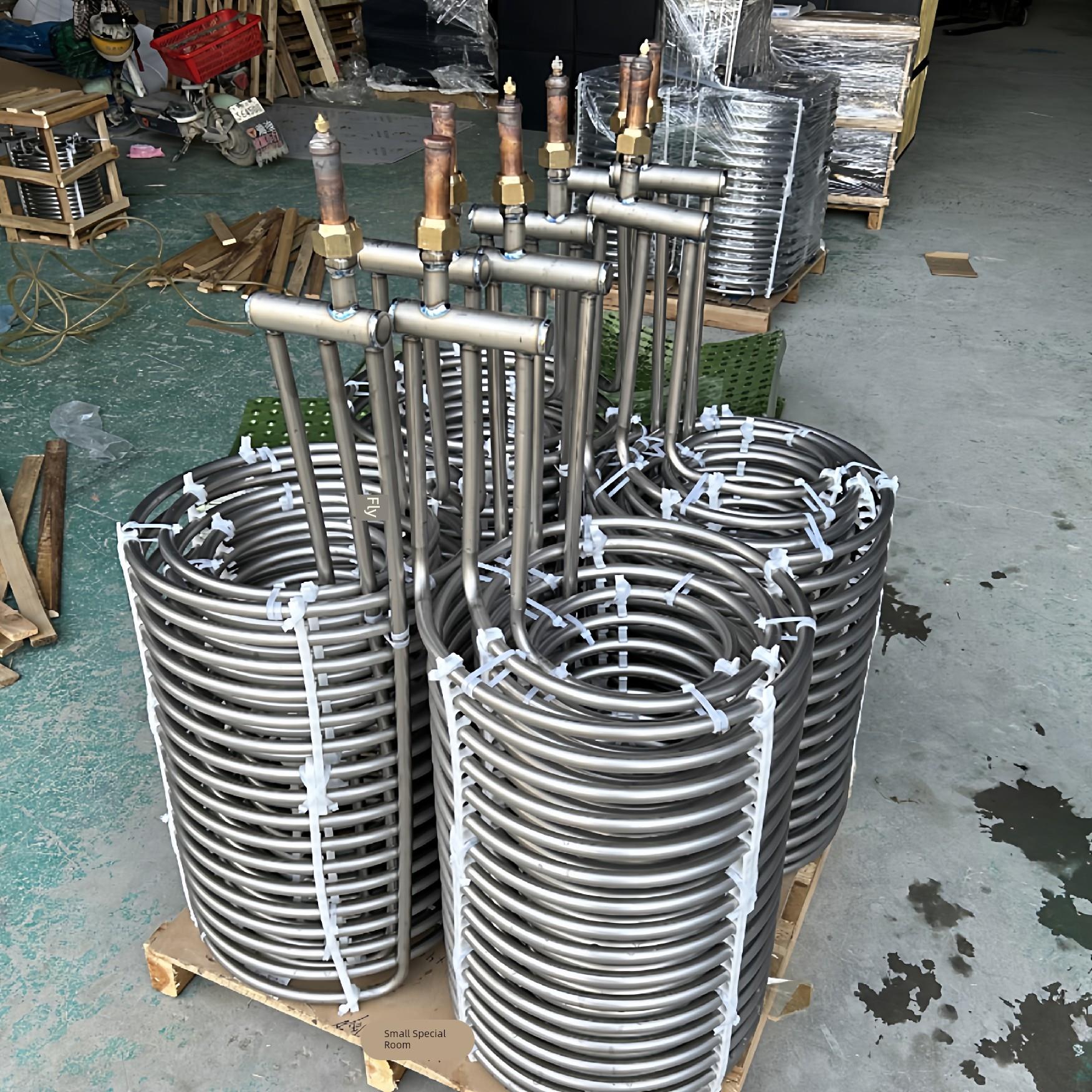 99.7%纯钛盘管耐腐蚀盘管蒸发器水产养殖冷却器热交换器鱼塘等