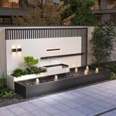 户外不锈钢庭院流水景墙鱼池花箱造景水池流水摆件循环水成品定制