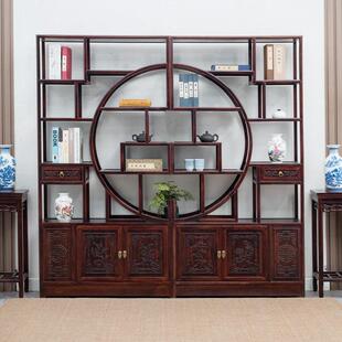 博古架实木多宝阁家用置物架隔断书架办公室澳洲酸枝木新中式简约