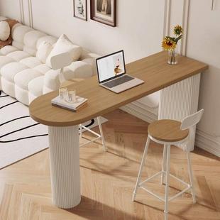 实木阳台吧台桌椅组合家用靠墙桌子奶茶店高脚桌窗边酒吧长条桌窄