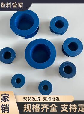 蓝色塑料管帽封头堵盖镀锌管帽内塞式钢管保护帽管堵帽内螺纹堵头