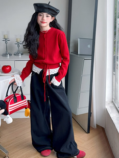 女童套装秋冬装2025新款中大童洋气时髦加厚两件套儿童装冬季毛衣