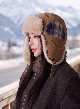 冬季雷锋帽女户外加绒骑行防寒保