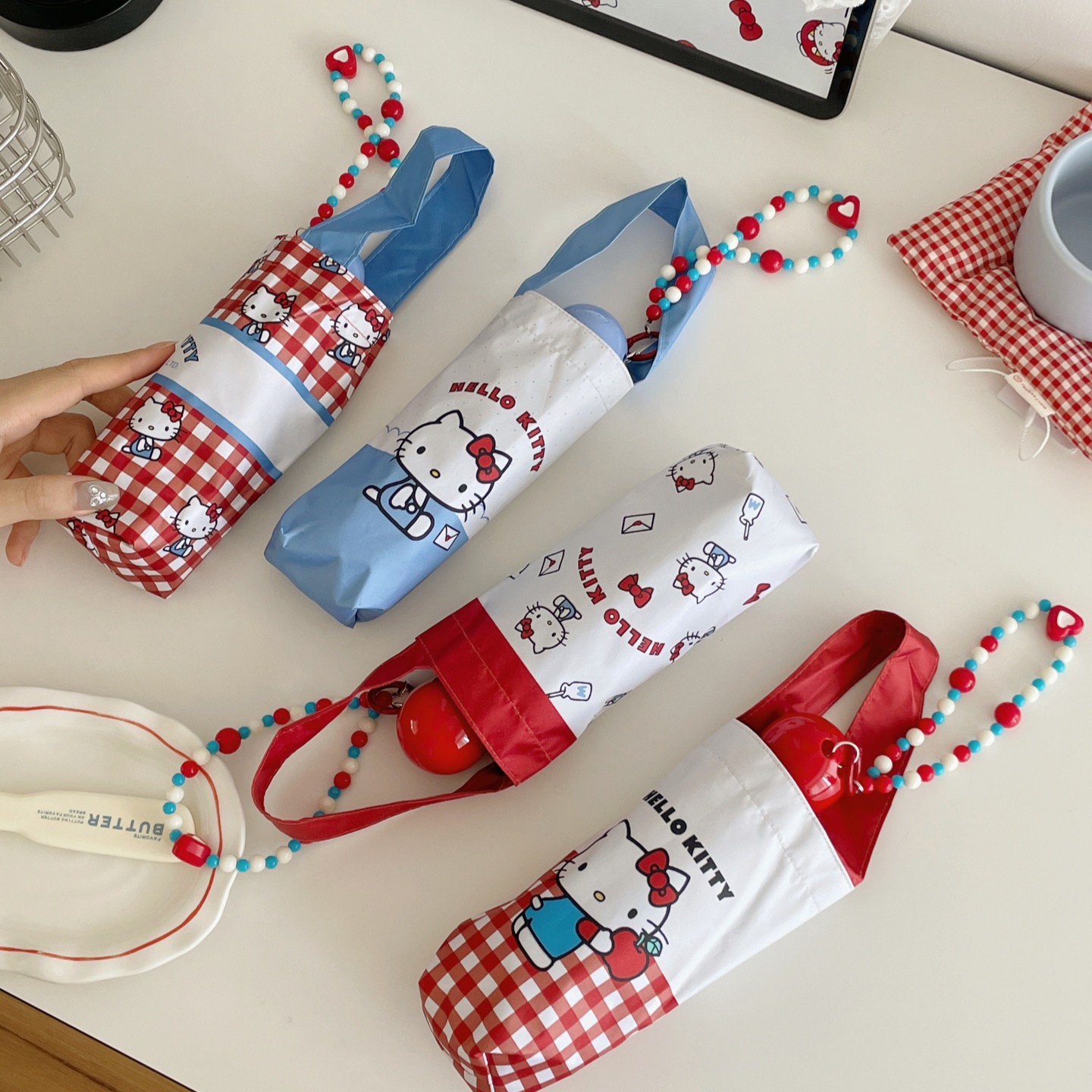 可爱KT猫超轻黑胶防晒太阳伞女