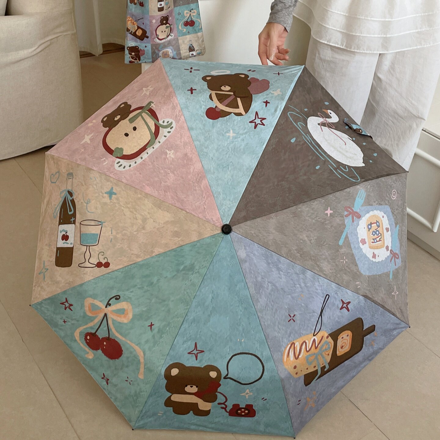 高颜值复古太阳伞防晒晴雨伞两用女生弯钩遮阳伞便携折叠防紫外线