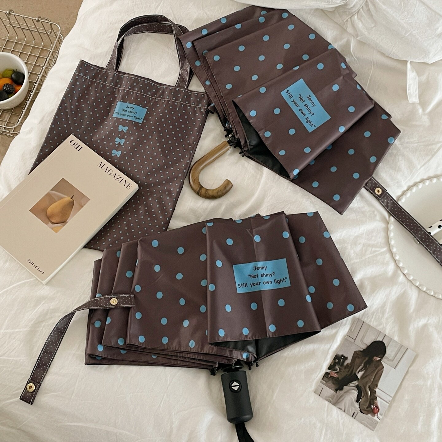 特别好看的波点自动雨伞晴雨两用太阳伞复古黑胶防晒防紫外线遮阳